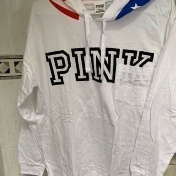 VS PINK Americana Hooded Campus Tee - Picture 1 of 6